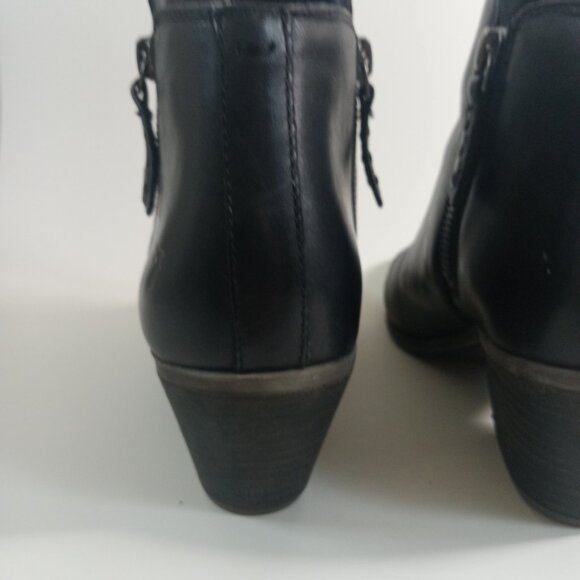 Frye Women's Judith Black Leather Ankle Booties Side Zippers Block Heel Size 8.5 - Picture 9 of 16